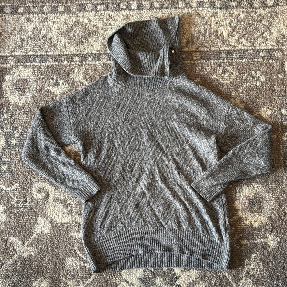 Gray Turtleneck Knit Sweater